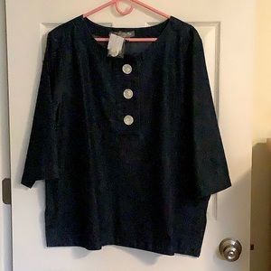 Martha Stewart Dark blue denim top with 3/4 length sleeves